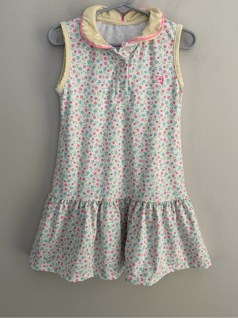 Set Athletics Floral Polo Dress with Yellow Trim